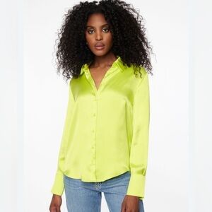 Dynamite Matisse Slim Satin Button Up Shirt